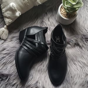 Journee Collection black heeled cut out boots